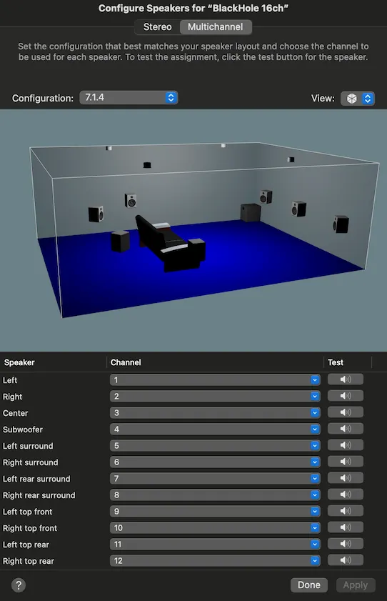 Audio MIDI Setup channels